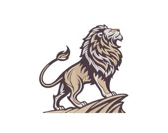 King of the Jungle Embroidery Design – 3 Sizes, Digital Download, Majestic Lion Pattern