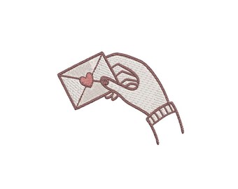 Sending Love Envelope Embroidery Design – 4 Sizes – Instant Download – Love Letter Pattern