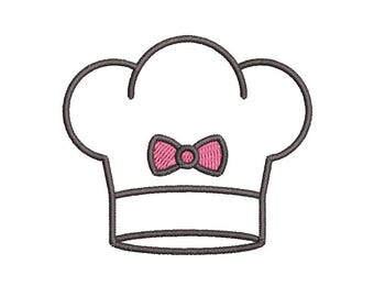 Chef Hat with Bow Embroidery Design: Kitchen Motif (Instant Download)