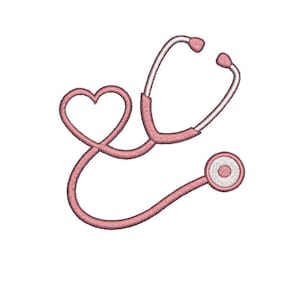Heartbeat Stethoscope Embroidery Design, 4 Sizes, Digital Download, Nurse & Doctor Gift