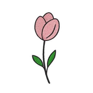 Pink Tulip Flower Embroidery Design – Floral Machine Embroidery Pattern – Instant Download – Spring Bloom Stitch File – 4 Sizes Included