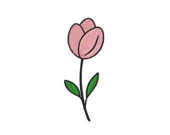 Pink Tulip Embroidery Design – Floral Machine Stitch Pattern (Instant Download)