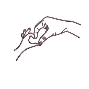 Mother and Baby Hands Machine Embroidery Design – 5 Sizes, Line Art, Digital Download