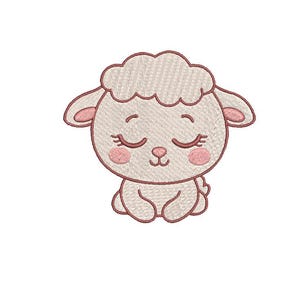 Diseño de bordado de corderito: adorable archivo de aplicación de animalito bebé: descarga digital de oveja kawaii para bordado a máquina