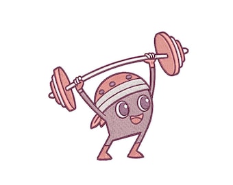 Weightlifting Champ Embroidery Design, Gym Pattern (Instant Download