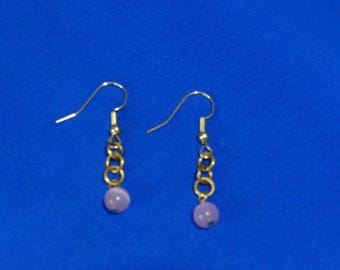 Pendiente colgante con cuenta rosa