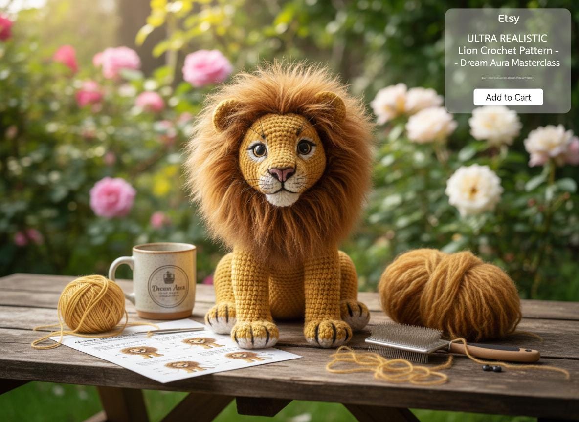 Realistic Lion Crochet Pattern - Amigurumi Lion Masterclass PDF ...