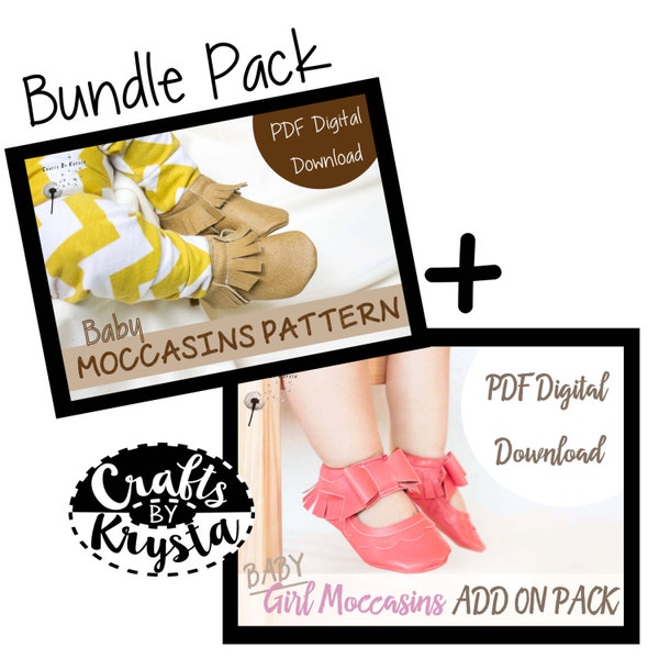 SPECIAL OFFER! Bundle Pack- Leather Moccasin Sewing Pattern - Baby Shoe Pattern - Bow Moccasin - Instant pdf digital download