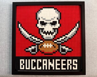Tampa Bay Buccaneers Pixelated Brick Wall Art Framed