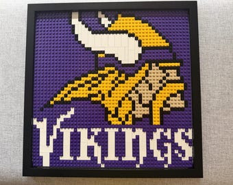 Minnesota Vikings Pixelated Brick Wall Art Framed