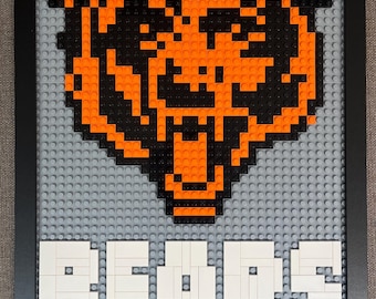 Chicago Bears Pixelated Brick Wall Art Framed