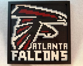 Atlanta Falcons Pixelated Brick Wall Art Framed