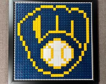 Milwaukee Brewers Pixelated Brick Wall Art Framed