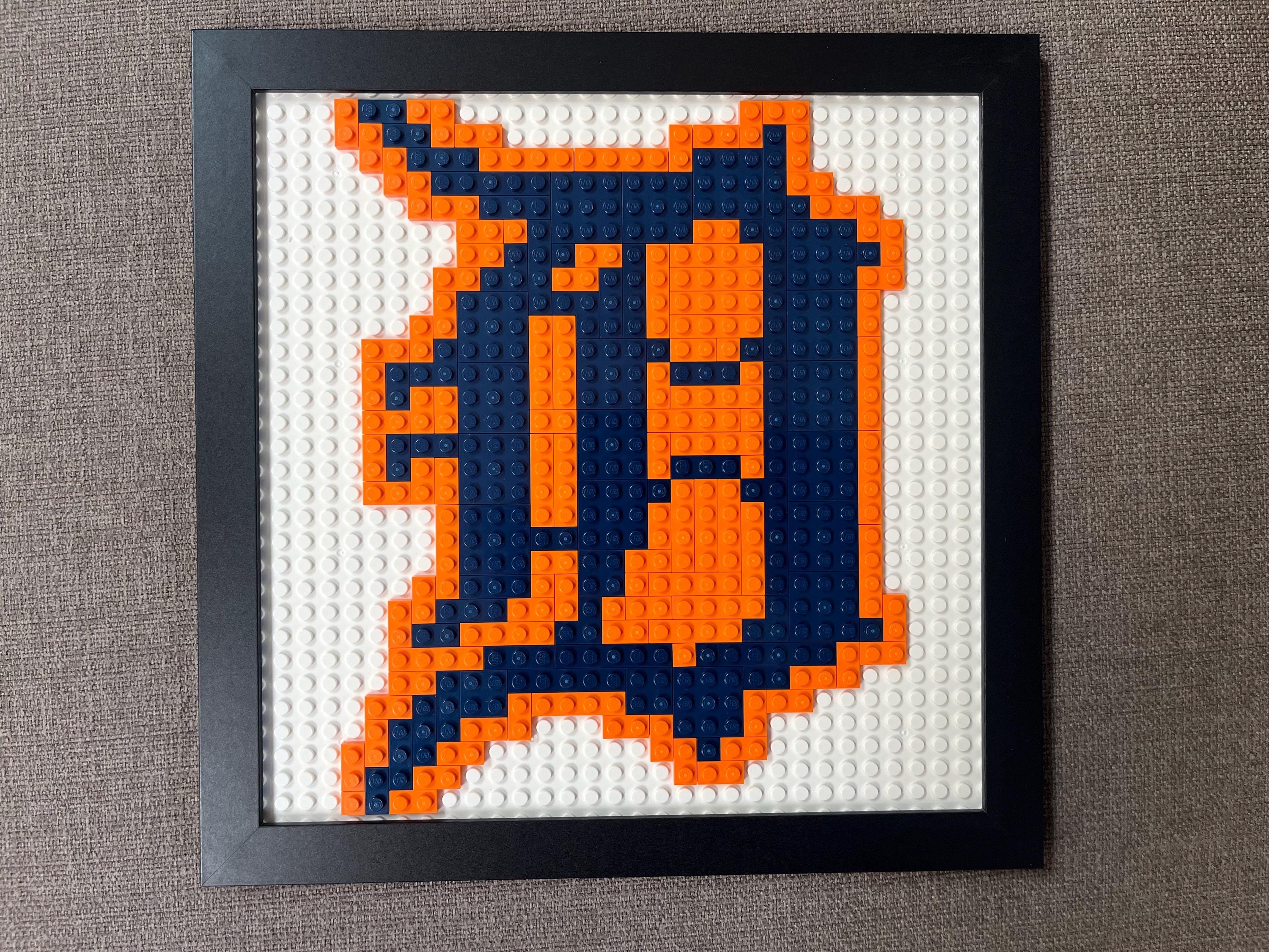 Detroit Tigers Pixelated Brick Wall Art Framed - Etsy