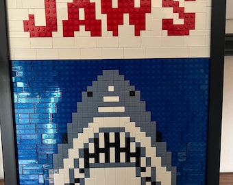 Jaws Pixelated Brick Wall Art Framed