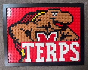 Maryland Terrapins Pixelated Brick Wall Art Framed