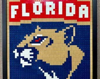 Florida Panthers Pixelated Brick Wall Art Framed