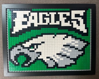 Philadelphia Eagles Pixelated Brick Wall Art Framed
