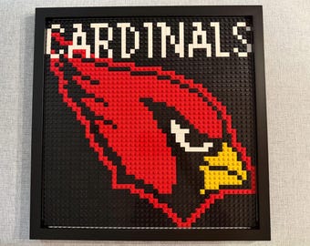 Arizona Cardinals Pixelated Brick Wall Art Framed (large)