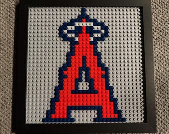 Los Angeles Angels Pixelated Brick Wall Art Framed