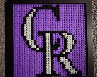 Colorado Rockies Pixelated Brick Wall Art Framed
