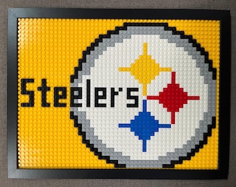 Pittsburgh Steelers Pixelated Brick Wall Art Framed