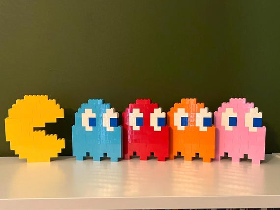 8 Bit Pac-man, Ms. Pac-man and Ghost Made With Bricks - Etsy