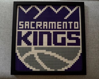 Sacramento Kings Pixelated Brick Wall Art Framed