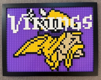 Minnesota Vikings Pixelated Brick Wall Art Framed