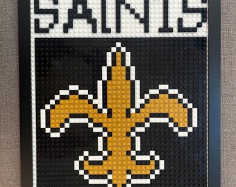 New Orleans Saints Pixelated Brick Wall Art Framed