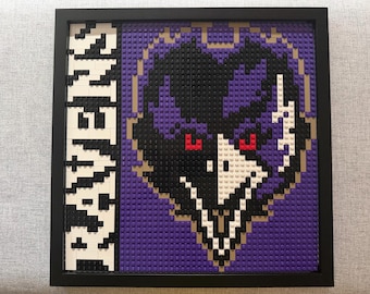 Baltimore Ravens Pixelated Brick Wall Art Framed (large)