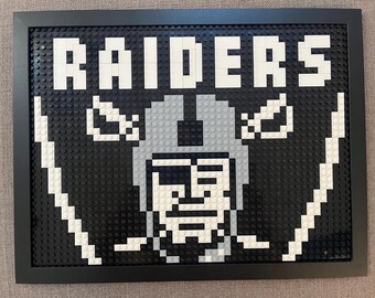 Las Vegas Raiders Pixelated Brick Wall Art Framed