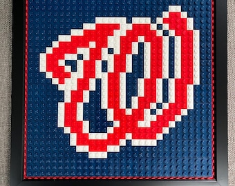 Washington Nationals Pixelated Brick Wall Art Framed
