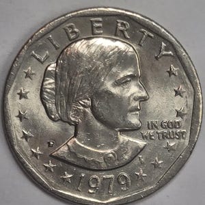 1979 Susan B. Anthony Dollar, Narrow Rim (Far Date), Philadelphia Mint AU Condition Collector Coin