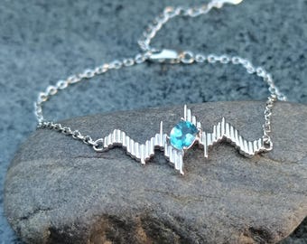 Pulsera de topacio relámpago de plata, pulsera de rayo con piedras preciosas naturales, joyería inspirada en la naturaleza.