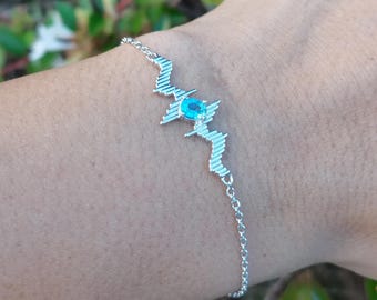 Pulsera de topacio latido de plata, delicada pulsera de amor, joyería con piedras de nacimiento naturales.