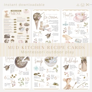 Learning and play printable: Outdoor mud kitchen recipes and counting learning tool