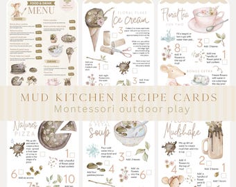 Mud Kitchen Recipe Cards: Montessori Outdoor Play (Digital Download)