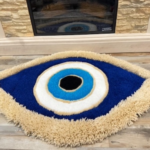 Evil Eye Rug - Handmade Tufted Evil Eye Rug - Evil Eye Decor - Housewarming Gift - Bedroom Rug - Bath Rug - Kitchen Rug - Wall hanging Rug