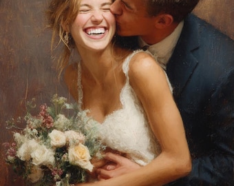 Custom Wedding Portrait Painting: Handmade Acrylic or Oil on Canvas