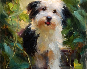 Custom Pet Portrait Oil Painting in Natural Setting - Handmade Figure Art