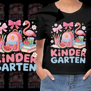 kindergarten PNG, Cute Summer Teacher Clipart, Backpack and Flamingo Sublimation, End of School Year Digital Download