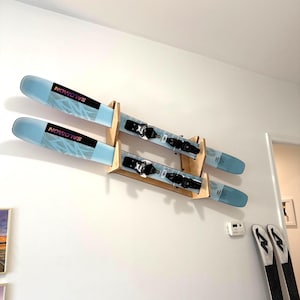 Handcrafted Wooden Ski Wall Rack – Stylish Ski Storage for Home, Cabin, or Lodge