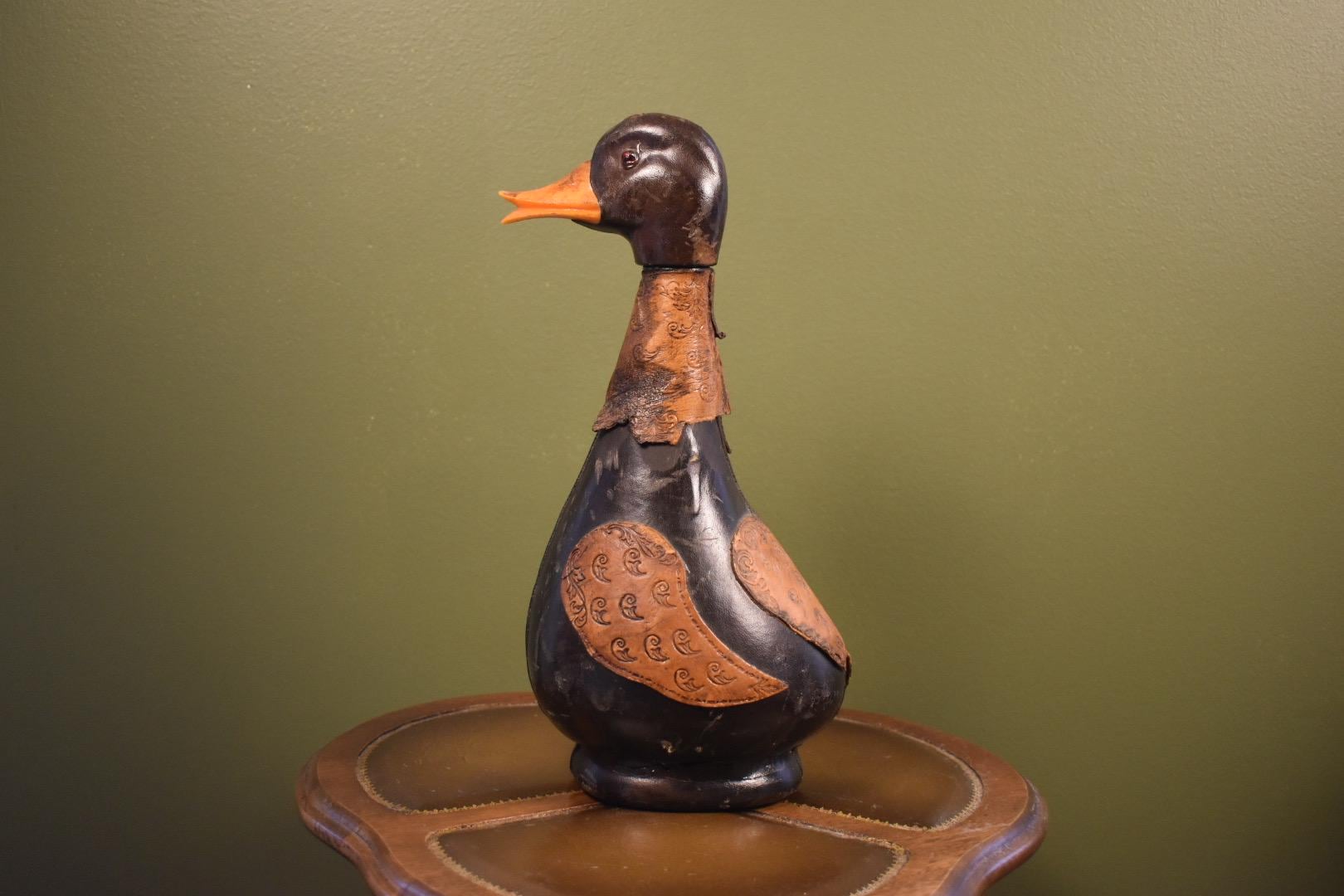 Vintage Leather Decanter Duck - Etsy