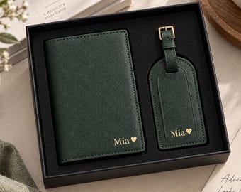 Personalised Passport Cover and Luggage Tag Set | Custom Travel Wallet | Bridesmaid Gift