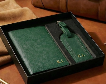 Personalised Passport Holder and Luggage Tag Set, Travel Gift For Groomsmen, Travel Accessories