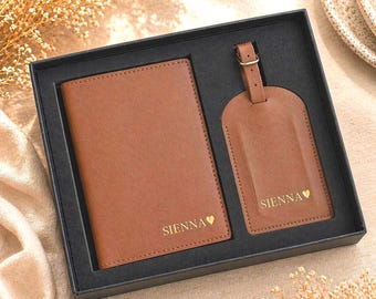 Juego de etiquetas personalizadas para pasaporte y equipaje / Regalo de viaje para ella