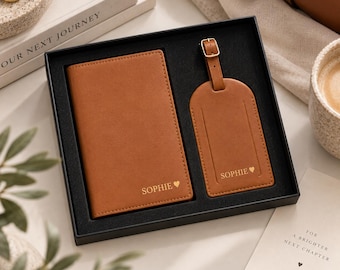 Custom Travel Wallet and Luggage Tag Set | Personalized Passport Cover | Travel Accessories |