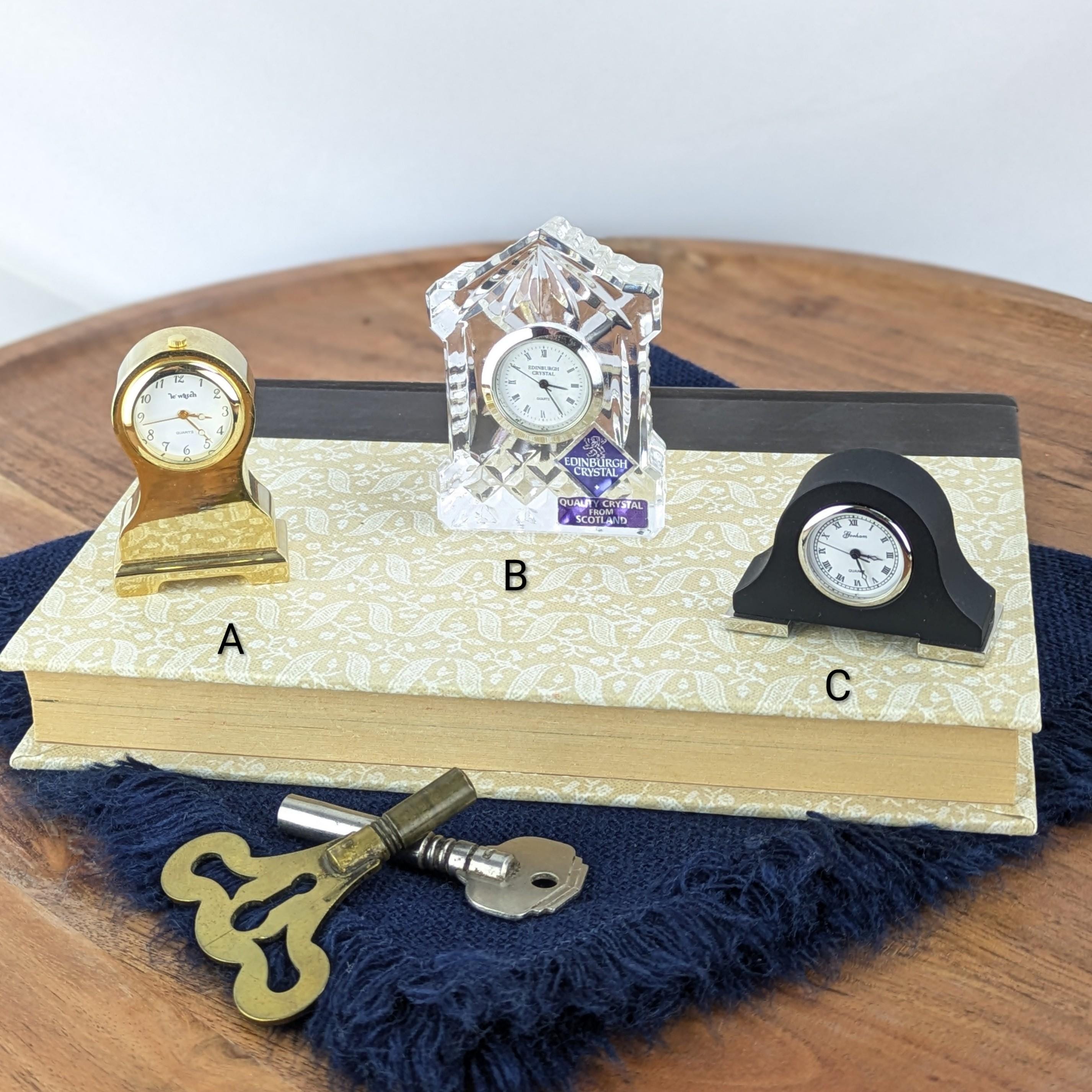 Vintage Miniature Metal and Crystal Clocks (sold Individually), Battery ...