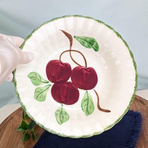 Vintage Blue Ridge Big Apple 9" Bowl, Southern Potteries Hand Painted Ceramic Serving Bowl, Farmhouse Fruit Decor, Cottagecore Pottery Dish